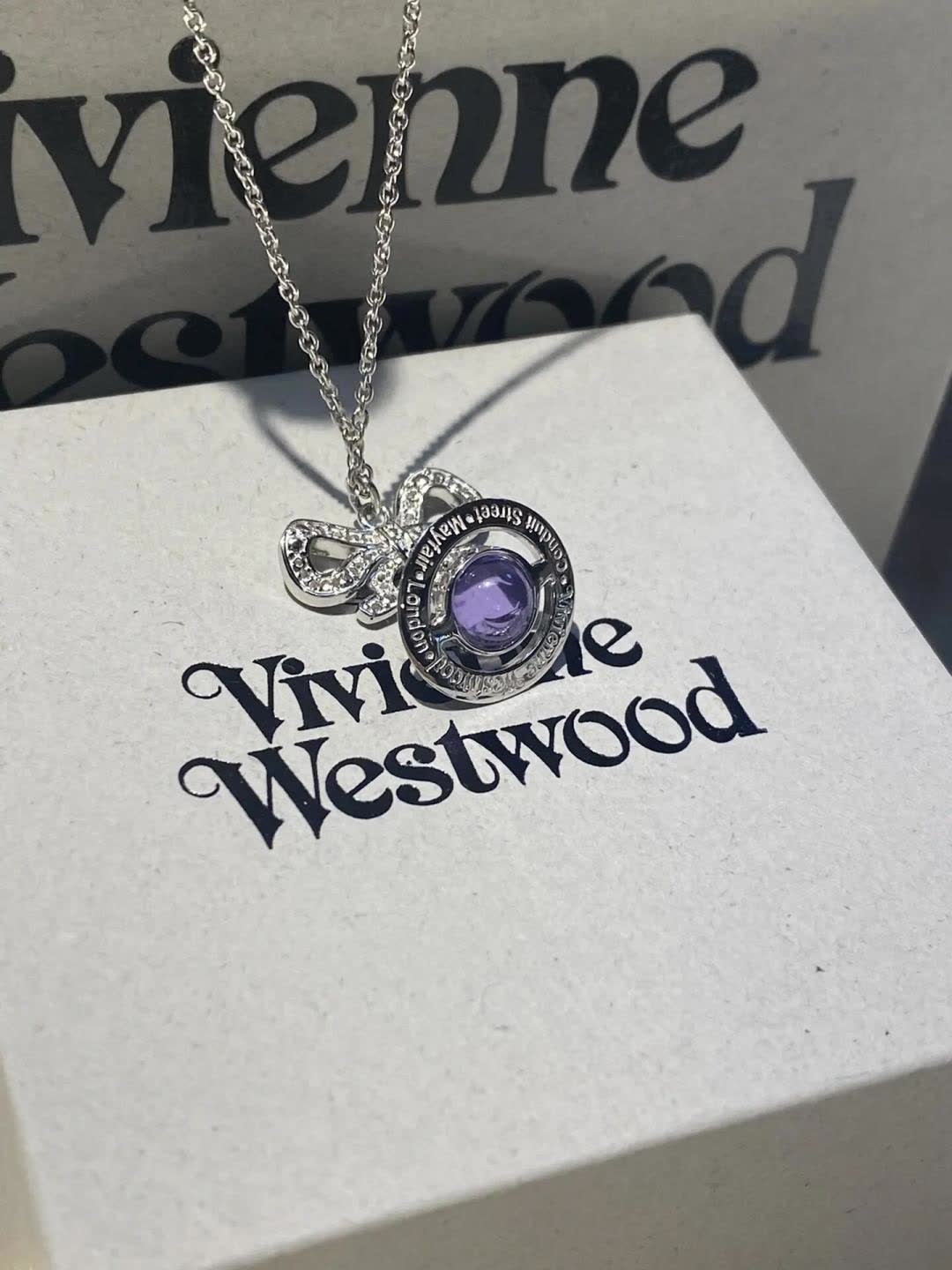 Vivienne Westwood Silver Bow Pendant Necklace